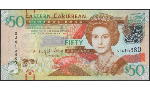 Восточные Карибские Острова 50 долларов ND (2012) (EAST CARIBBEAN STATES 50 Dollars ND (2012)) P 54a : Unc