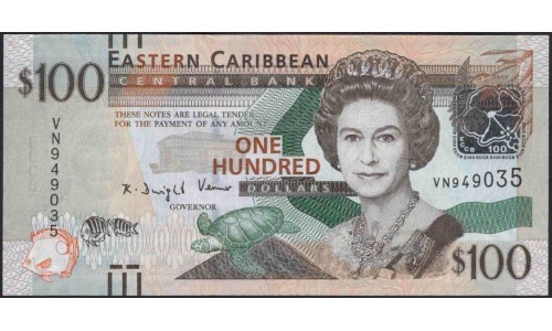 Восточные Карибские Острова 100 долларов ND (2012) (EAST CARIBBEAN STATES 100 Dollars ND (2012)) P 55a : Unc