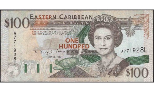 Восточные Карибские Острова 100 долларов ND (1994) (EAST CARIBBEAN STATES 100 Dollars ND (1994)) P 35l : VF/XF