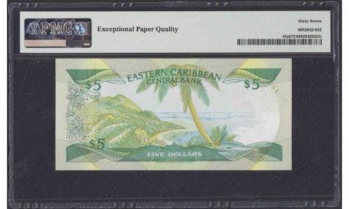 Восточные Карибские Острова 5 долларов (1985-1988) (EAST CARIBBEAN STATES 5 Dollars (1985-1988)) P 18a: UNC PMG 67 EPQ