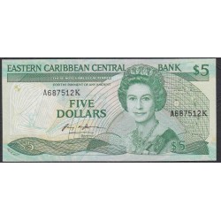Восточные Карибские Острова 5 долларов 1986-1988 год (EAST CARIBBEAN STATES 5 Dollars 1986-1988) P 18K : UNC