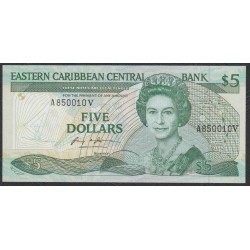 Восточные Карибские Острова 5 долларов 1986-1988 год (EAST CARIBBEAN STATES 5 Dollars 1986-1988) P 18V: UNC