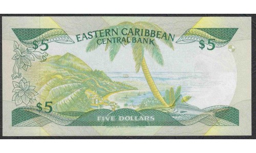 Восточные Карибские Острова 5 долларов 1986-1988 год (EAST CARIBBEAN STATES 5 Dollars 1986-1988) P 18V: UNC