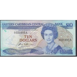 Восточные Карибские Острова 10 долларов ND (1985-1993) (EAST CARIBBEAN STATES 10 Dollars ND (1985-1993)) P 23a (1): UNC