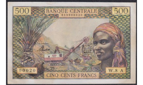 Экваториальные Африканские Штаты 500 франков (1963), Чад (Equatorial African States 500 francs (1963) Chad) P 4e: UNC