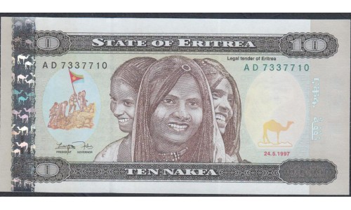 Эритрия 10 накфа 1997 года (ERITREA 10 nakfa 1997) P 3: UNC