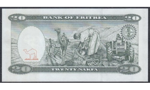 Эритрия 20 накфа 1997 год (ERITREA 20 nakfa 1997) P 4: UNC