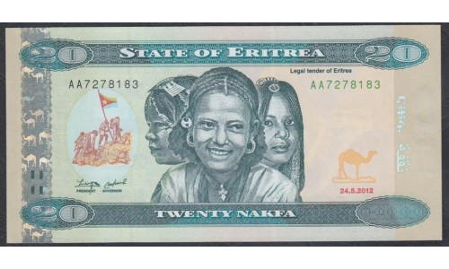 Эритрия 20 накфа 2012 год (ERITREA 20 nakfa 2012) P 12: UNC
