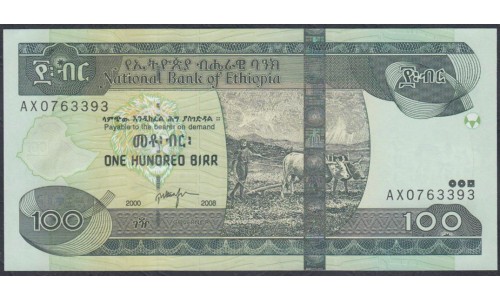 Эфиопия 100 бирр 2008 год (ETHIOPIAN 100 birr 2008) P 52d: UNC
