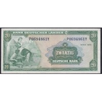 ФРГ 20 марок 1949 год (GFR 20 deutsche mark 1949) P 17a: VF/XF