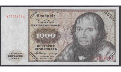 Германия 1000 марок 1960 года, просто РАРИТЕТ (Germany 1000 Mark 1960) P 24: UNC