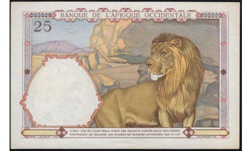 Французская Западная Африка 25 франков 1-10-1942 (BANQUE DE L'AFRIQUE OCCIDENTALE 25 francs 1-10-1942) Р 27 : UNC-