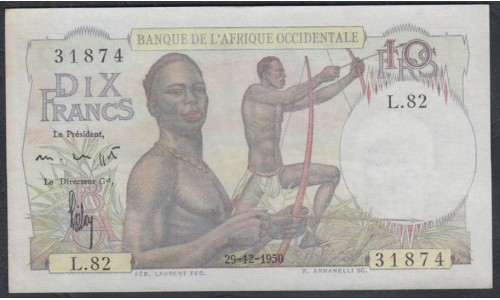 Французская Западная Африка 10 франков 1950 (French West Africa 10 francs 1950) Р 37: UNC--