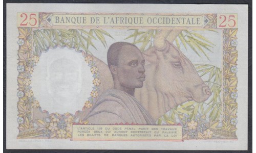 Французская Западная Африка 25 франков 1943 года, 571 (BANQUE DE L'AFRIQUE OCCIDENTALE 25 francs 1943) Р 38: UNC