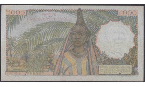 Французская Западная Африка 1000 франков 1954 г. (BANQUE DE L'AFRIQUE OCCIDENTALE 1000 francs 1954) Р 42: XF