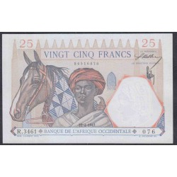 Французская Западная Африка 25 франков 22.4. 1942 (BANQUE DE L'AFRIQUE OCCIDENTALE  25 francs 22.4. 1942) Р 27(3) :UNC