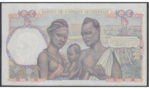 Французская Западная Африка 100 франков  2-9-1946 г. (BANQUE DE L'AFRIQUE OCCIDENTALE 100 francs 2-9-1946) Р 40: aUNC