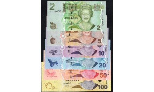 Фиджи комплект из 6 бон от 2 до 100 долларов 2007-2011 годов (FIJI 2-100 dollars 2007-2011, 6 pieces) P 109-114a : UNC