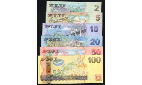 Фиджи комплект из 6 бон от 2 до 100 долларов 2007-2011 годов (FIJI 2-100 dollars 2007-2011, 6 pieces) P 109-114a : UNC
