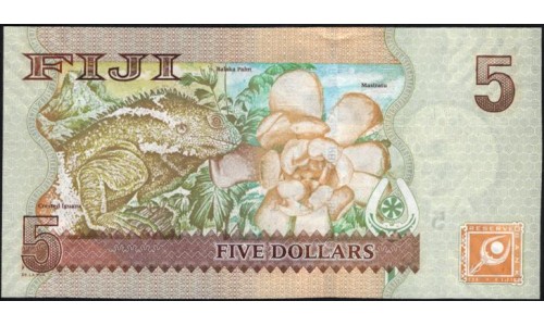 Фиджи 5 долларов 2007-2011 годов (FIJI 5 dollars 2007-2011) P 110a: UNC
