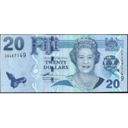 Фиджи 20 долларов 2007-2011 годов, светлый градиент слева, серия EB (FIJI 20 dollars 2007-2011) P 112a : UNC