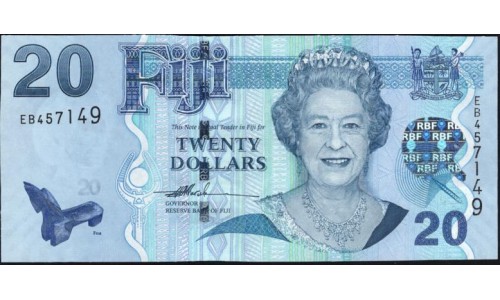 Фиджи 20 долларов 2007-2011 годов, светлый градиент слева, серия EB (FIJI 20 dollars 2007-2011) P 112a : UNC
