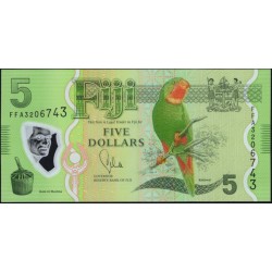 Фиджи 5 долларов 2013 года, полимер пластик (FIJI 5 dollars 2013, Polymer plastic) P 115a: UNC