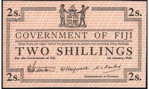 Фиджи 2 шиллинга 1942 года (FIJI 2 Shillings 1942) P 50: UNC-/UNC