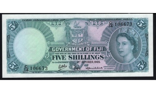 Фиджи 5 шиллингов 1962 года (FIJI  5 Shillings 1962) P 51c: UNC