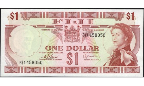 Фиджи 1 доллар 1974 года (FIJI 1 dollar 1974) P 71b: UNC
