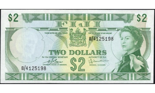 Фиджи 2 долларa 1974 года (FIJI 2 dollars 1974) P 72b: UNC