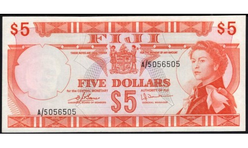 Фиджи 5 долларов 1974 года (FIJI 5 dollars 1974) P 73с: UNC-/UNC