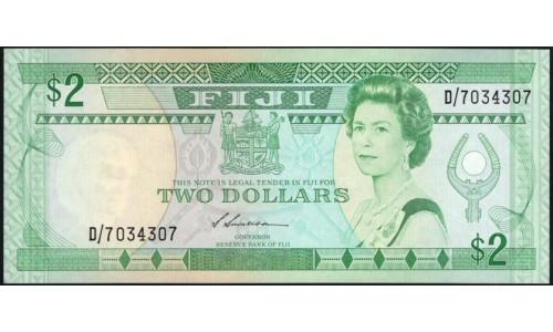 Фиджи 2 доллара 1988 года (FIJI 2 dollars 1988) P 87a: UNC