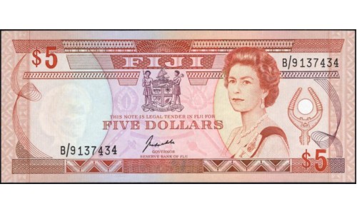 Фиджи 5 долларов 1991 года (FIJI 5 dollars 1991) P 91a: UNC