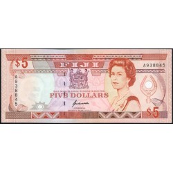 Фиджи 5 долларов 1992 года, префикс А (FIJI 5 dollars 1992 prefix A) P 93a : UNC