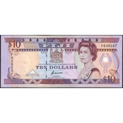 Фиджи 10 долларов 1992 года, префикс F (FIJI  10 dollars 1992 prefix F) P 94: UNC
