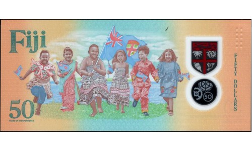 Фиджи 50 долларов 2020 года, полимер пластик (FIJI 50 dollars Commemorative Polymer Banknotes 2020) P W121 : UNC