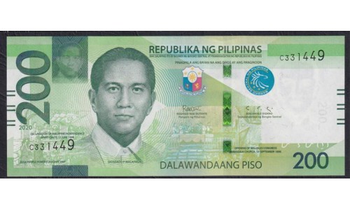 Филиппины 200 песо 2020 год (Philippines 200 piso 2020) P W223(2): UNC