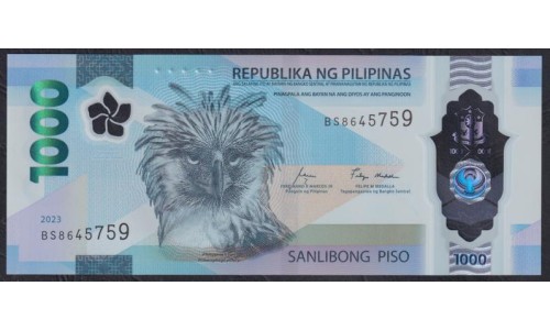 Филиппины 1000 песо 2023 года, префикс BS, полимер (PHILIPPINES 500 Piso / Pesos 2024,  BS-Prefix, Polymer) P W241:  UNC