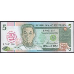 Филиппины 5 песо б\д (1989 год) (Philippines 5 piso ND (1989 year)) P 177a : Unc