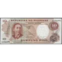 Филиппины 10 песо б\д (1969 год) (Philippines 10 piso ND (1969 year)) P 144a : Unc