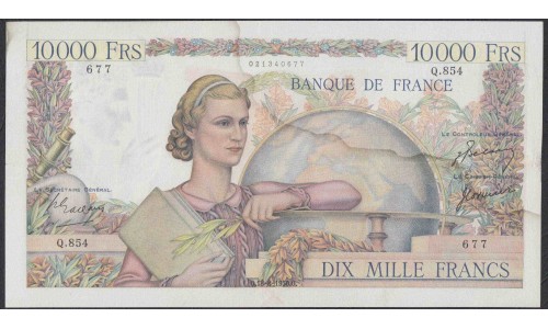 Франция  10000 Франков  18-8-1950 года (France 10000 Francs  18-8-1950) P 132c: XF