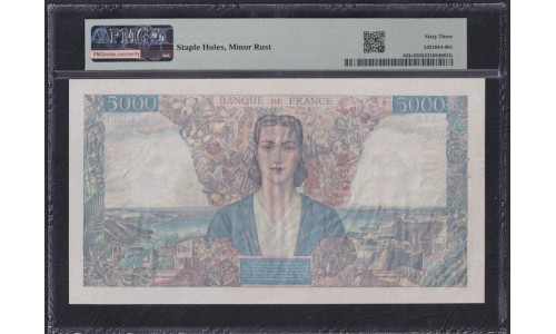 Франция  5000 Франков  7=2=1946 года (France 5000 Francs  7=2=1946) P 103c:  PMG 63 UNC