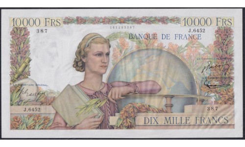 Франция  10000 Франков  7-1-1954 года (France 10000 Francs  7-1-1954) P 132d: UNC-