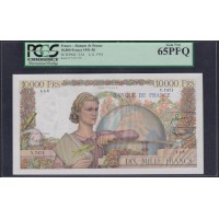 Франция  10000 Франков  4-11-1954 года (France 10000 Francs  4-11-1954) P 132d: PCGS 65 Gen New UNC PPQ
