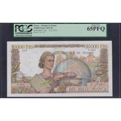 Франция  10000 Франков  4-11-1954 года (France 10000 Francs  4-11-1954) P 132d: PCGS 65 Gen New UNC PPQ