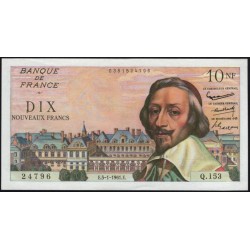 Франция 10 Новых Франков 5-2-1961 года (France 10 Nouveaux Francs 5-1-1961) P 142: UNC-/UNC