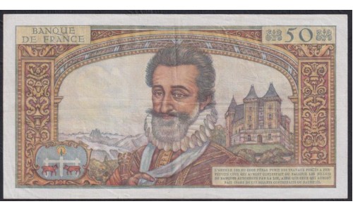 Франция 50 новых франков 5.3.1959 года (France 50 Nouveaux Francs 5.3.1959) P 143: XF+