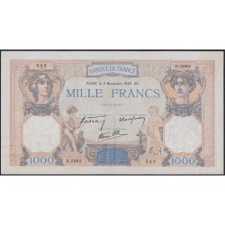Франция  1000 Франков 3.11.1938 года (France 1000 Francs 3.11.1938) P 90с: XF/aUNC