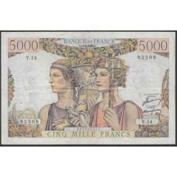 Франция  5000 Франков  10=3=1949 года (France 5000 Francs  10=3=1949) P 131a: VF